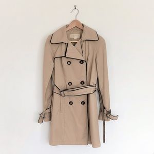 Michael Kors Faux Leather Trim Trench Coat